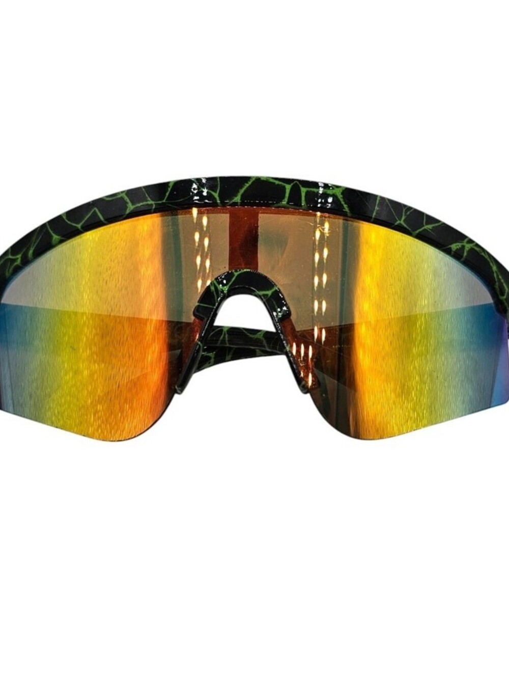 Panama Jack Retro Surf Shield Sunglasses Neon Green Black Print